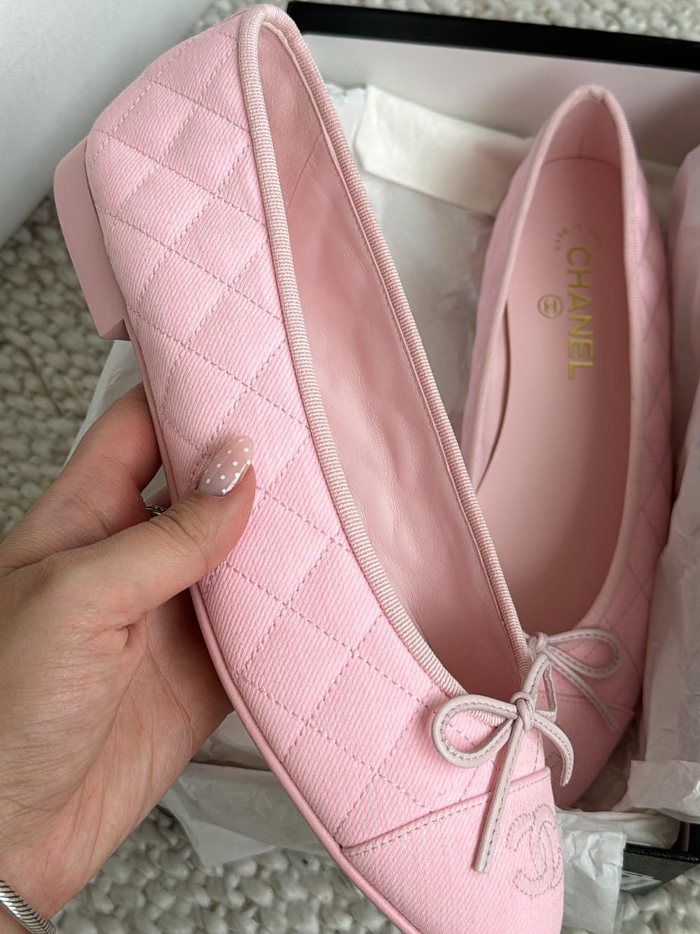 CHANEL denim Light Pink Quilted Ballerina Flats - Picture 3 of 3